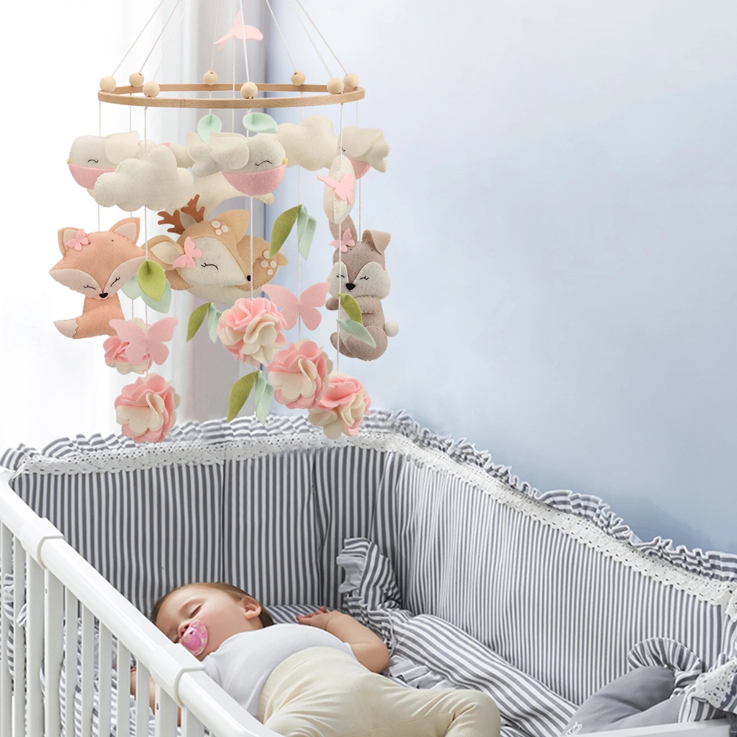 Deer Baby Mobile Girl Nursery Decor Woodland mobile for crib