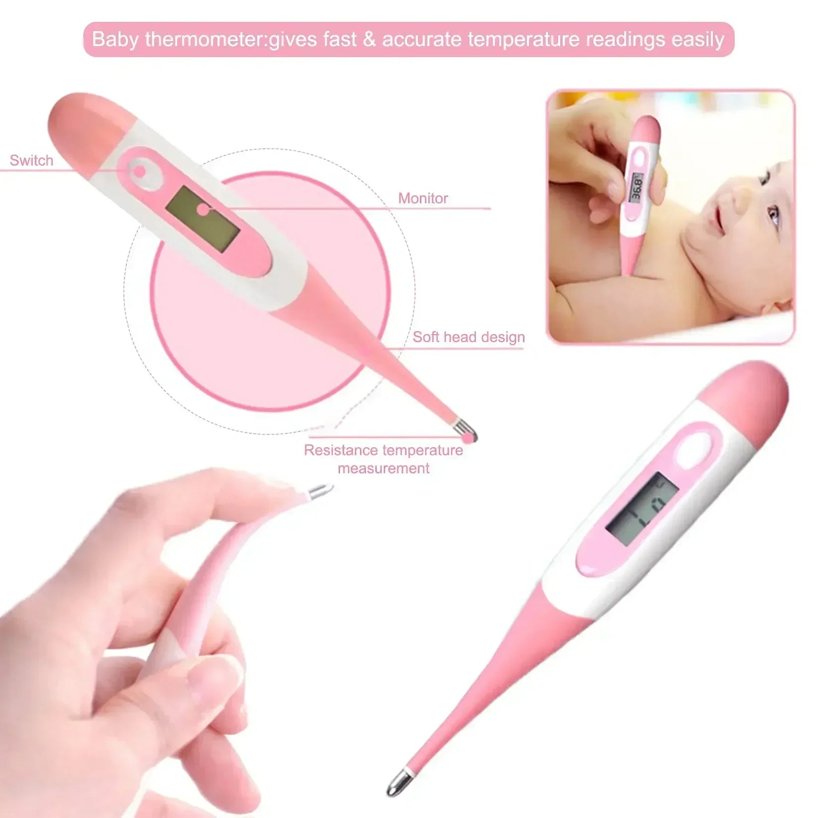 10PCS Baby Health Care Grooming Kit, Nail & Hair Care Set with Thermometer, Brush, Clippers, Teether, Toothbrush